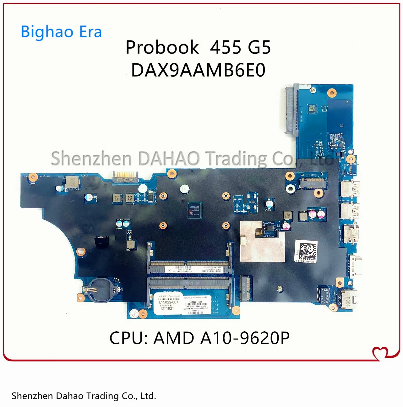 

Материнская плата DAX9AAMB6E0 для HP ProBook 455 G5, материнская плата для ноутбука с AMD A10-9620P, ЦП DDR4, L15821-601 100% Full Tespu