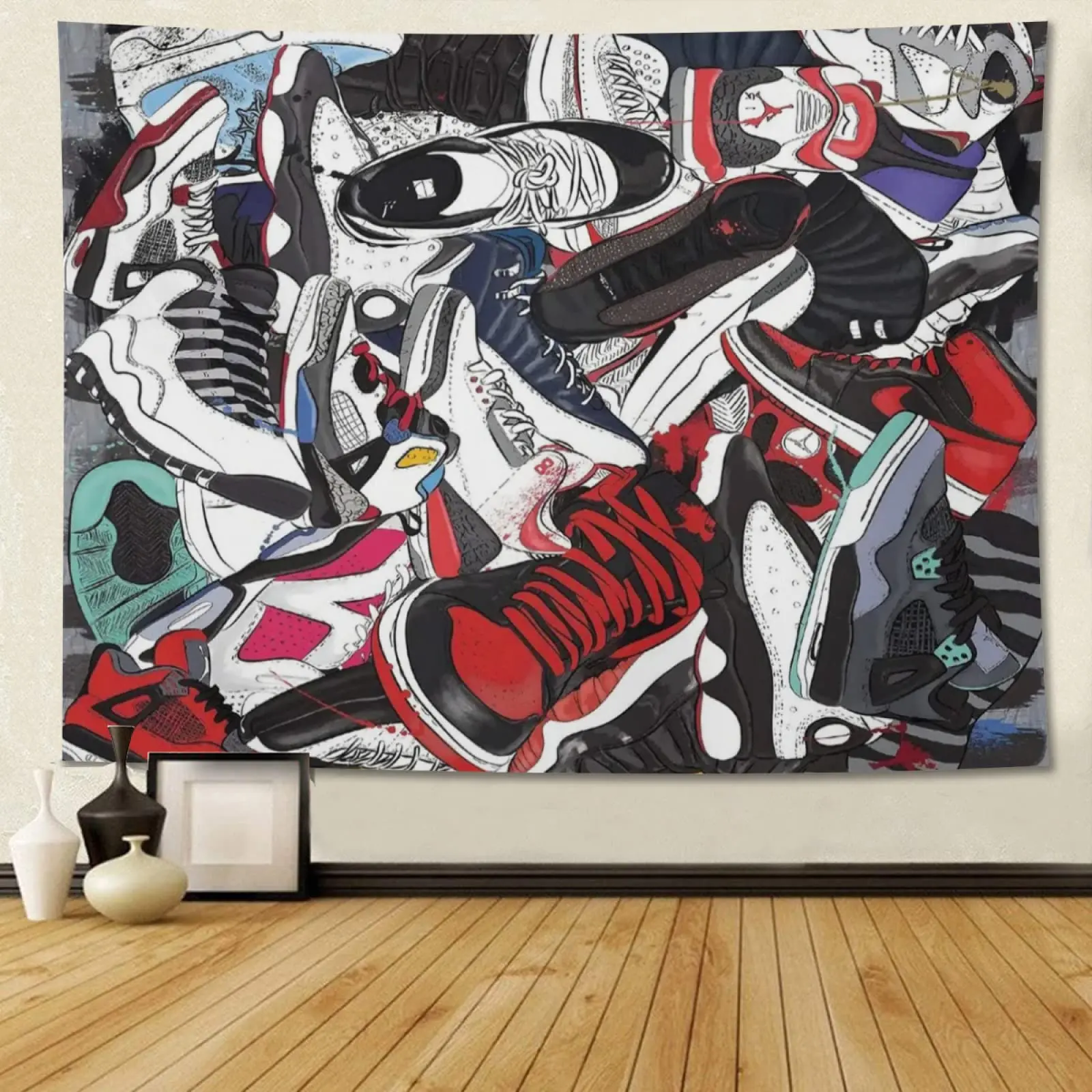 Tapestry Sneaker Hanging Poster Hanging Decoration Polyester 100d Digital Printing Indoor Vivid Color