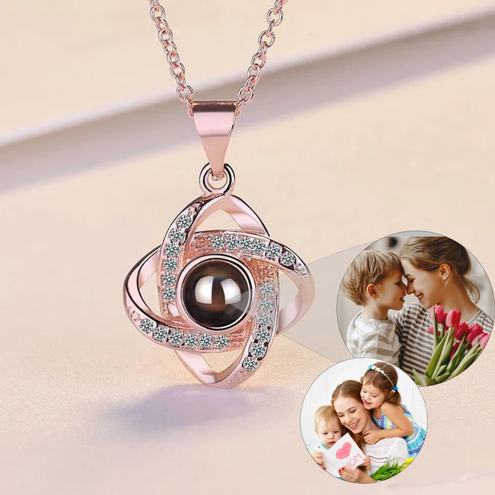Heart Projection Photo Necklace For Women Custom Photos Chain Personalized Photo Pendant Lover Memory Jewelry Christmas Gift