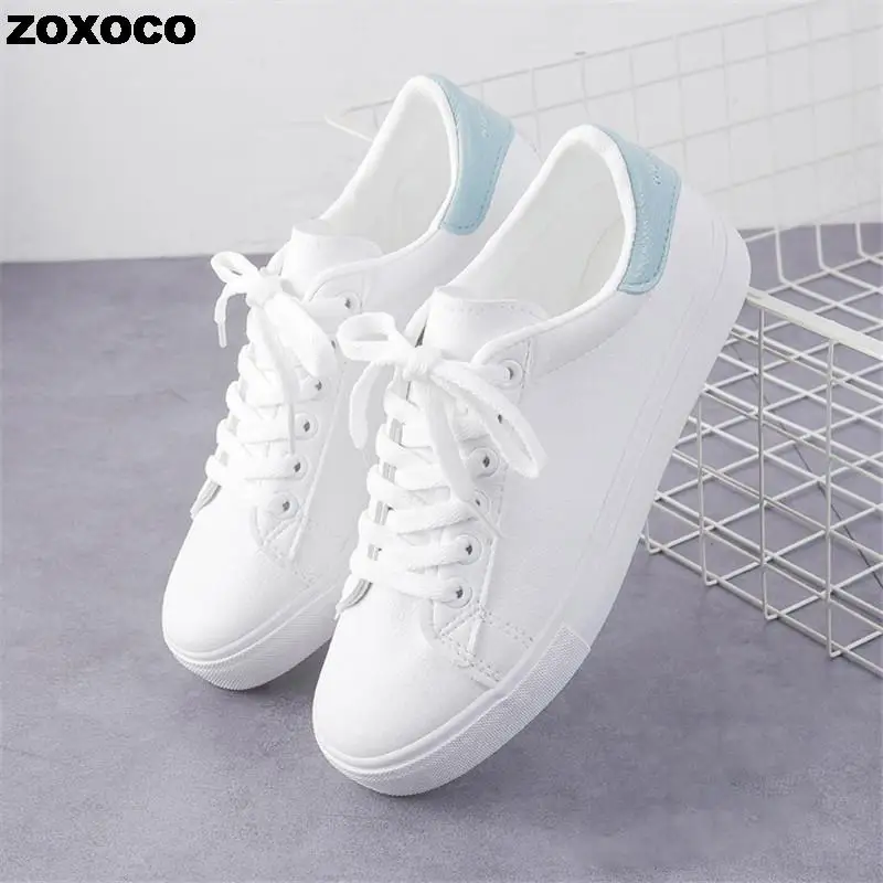 Women Sneakers 2022 Fashion Breathble Vulcanized Shoes Pu Leather Platform Shoes White Lace Up Casual Shoes Zapatos Mujer