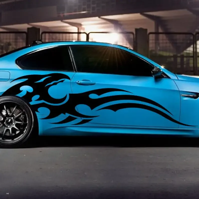 Фото Dragon Tattoo Monster Swoosh Design Кемпер Племенная дверь Боковой пикап Автомобиль Грузовик Автомобиль Виниловая графическая наклейка Наклейка Прицеп №1