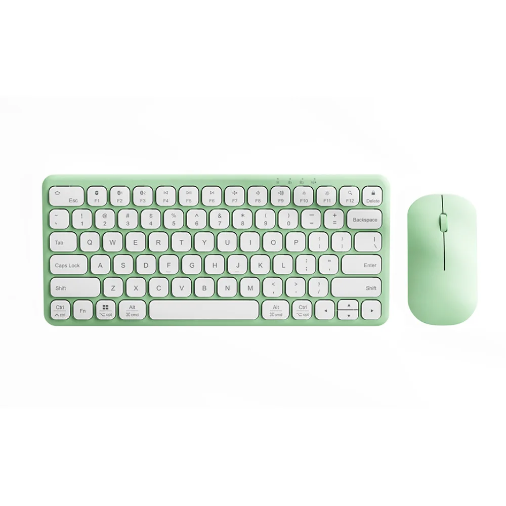

Portable Dual Mode Wireless Keyboard Combo Rechargeable Pink Green Bluetooth Keypad with Mouse for PC Tablet Office Use