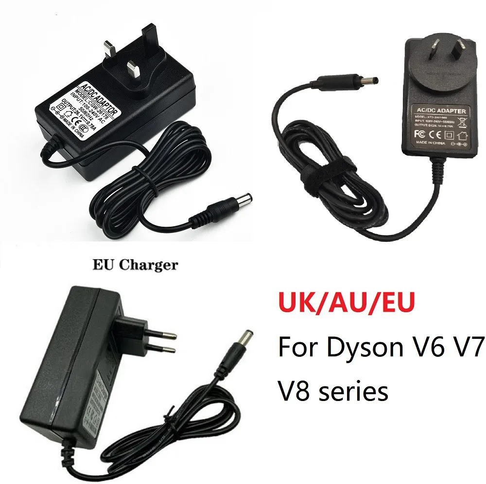 Chargers For Dyson V6 V7 V8 DC58 59 60 61 72 Battery Chargers Power Cables Plug Cordless Vacuum Cleaners Charger 26.1V UK/EU/AU