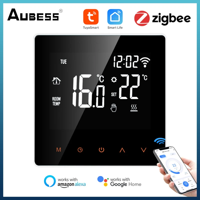 

Умный термостат Tuya ZigBee, умный термостат для газового котла с сенсорным ЖК-дисплеем, управлением через приложение и голосовым управлением