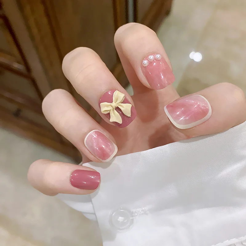 

24 шт полное покрытие накладные ногти носимые балерины поддельные ногти балерины пресс на ногти французский дизайн ногтей советы с клеем, ст...