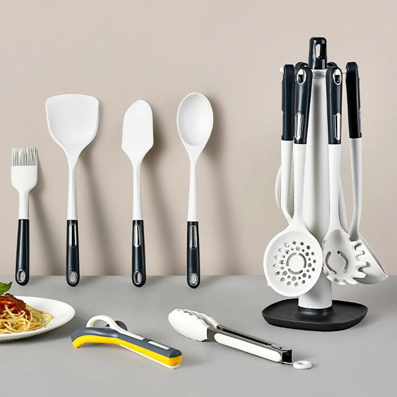 

6/12 шт Премиум набор силиконовой посуды антипригарная лопатка Черпак ложка ковш скребок набор посуды с полкой кухонные инструменты