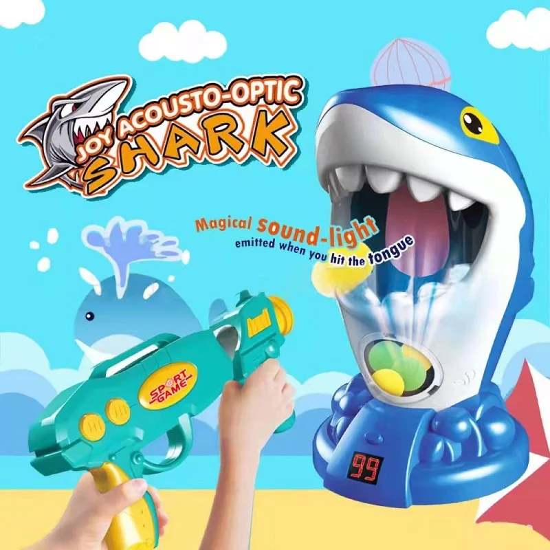 

Novelty Shooting Toys Shark Squirrel Air-powered Gun Hungry Shooting Soft Bullet Ball Electronic Scoring Battle Game Kids Gift