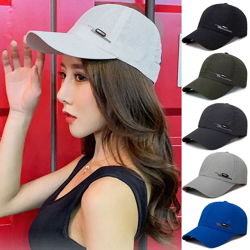 

New Men Women Summer Baseball Cap Quick Drying Hats Unisex Breathable Sport Pure Color Snapback Hat bone baseball hat