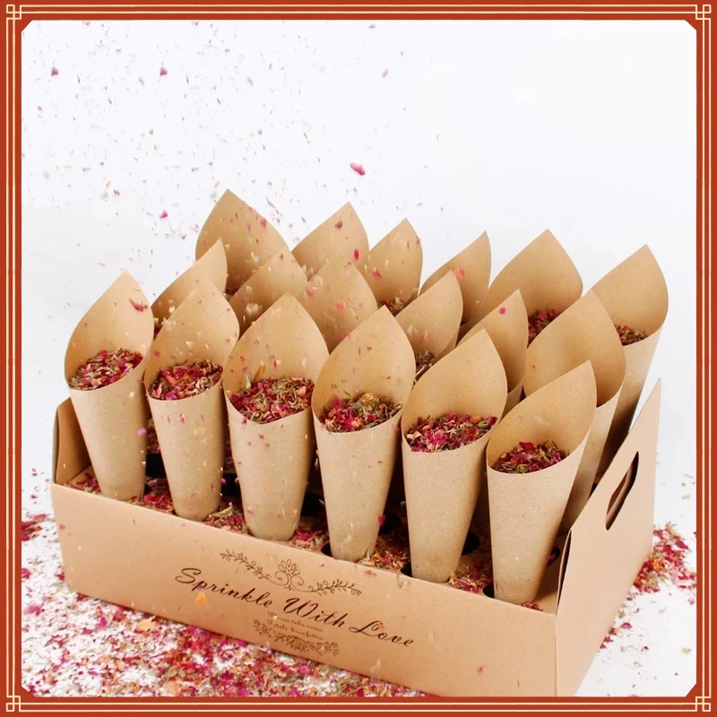 

confetti cones holder support For Wedding Cones Kraft Paper Wedding Decoration Confetti Tray Cone Wedding Paper Cones