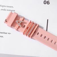 strap charms for iwatch soft watchband decoration letter a to z bracelet charm for apple watch sport band accessories ring set