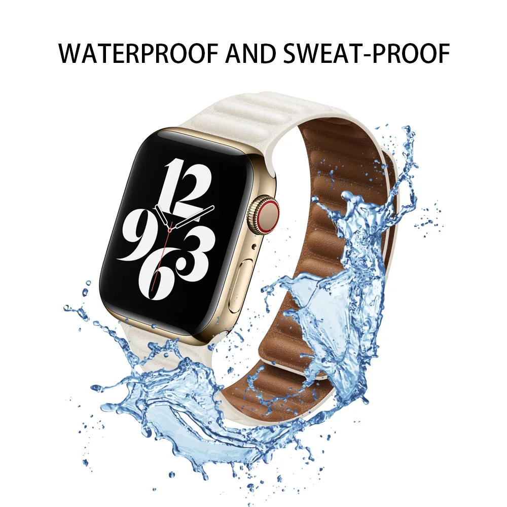 Leather Link For Apple Watch Band 45mm 41mm 44mm 40mm 49mm 42mm 38mm Magnetic Loop bracelet iWatch Ultra Series 8 3 SE 6 7 strap