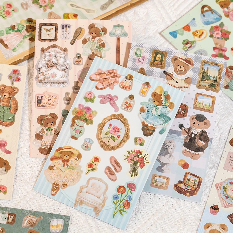 Фото Набор из 20 листов наклеек: серия «Милые медведи» для дневников, скрапбукинга, проектов, творчества и рукоделия №2