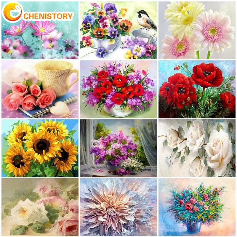 

CHENISTORY 5D Full Square Diamond Painting Landscape Diamond Embroidery Cross Stitch Flower Field Pictures Of Rhinestones Mosaic