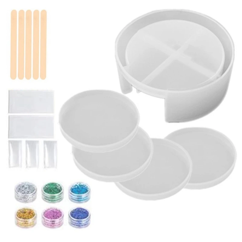 

Набор форм для подставки, круглые формы для подставок из смолы с подставкой, форма для хранения подставок из эпоксидной смолы «сделай сам», ...