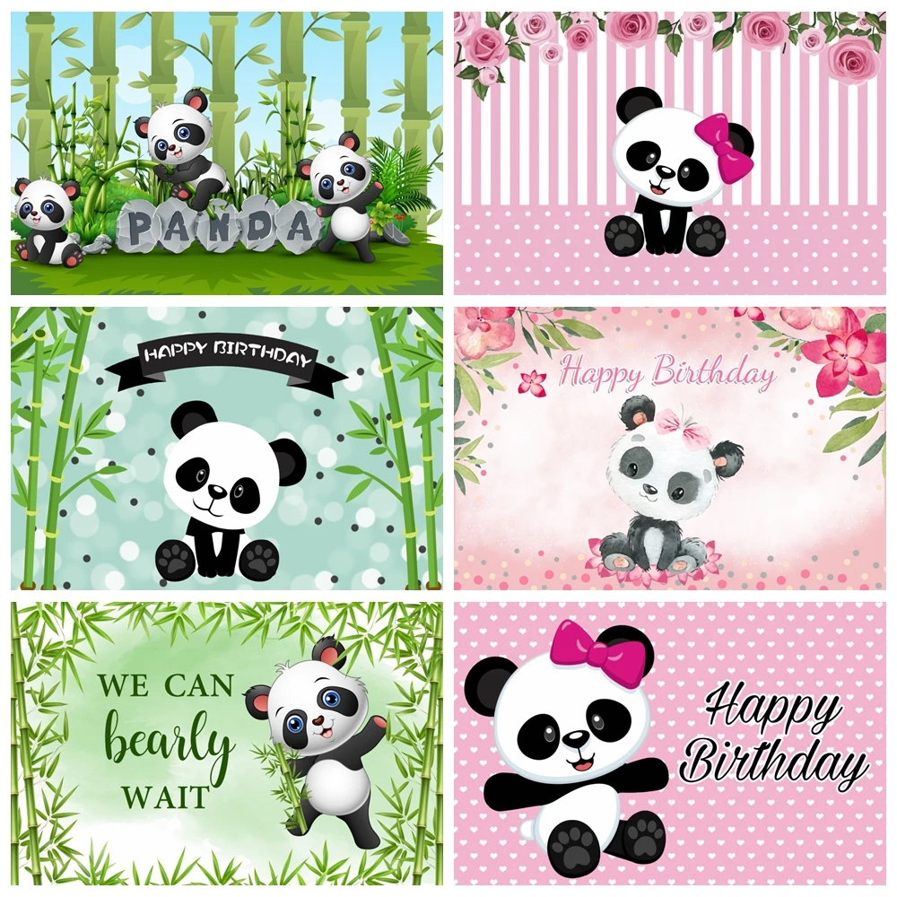 Панда Бамбук Новорожденный ребенок день рождения фон для фотосъемки ребенок душ дети портрет фотография Фон фото студия реквизит