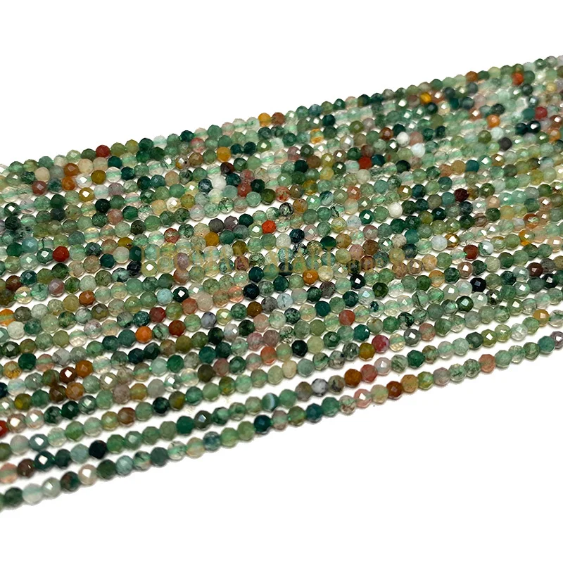 Бусины из натурального индийского агата маленького размера граненые круглые