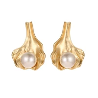 korean fashion leaves imitation freshwater pearl earrings for women girls tassel vintage s925 silver needle luxury jewelry gift