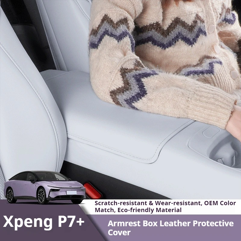Защитный чехол для центрального подлокотника автомобиля Xpeng P7+ 2024-2025 из кожи Nappa, аксессуары для интерьера (art.: 3920da412bebc) - 3920da412bebc