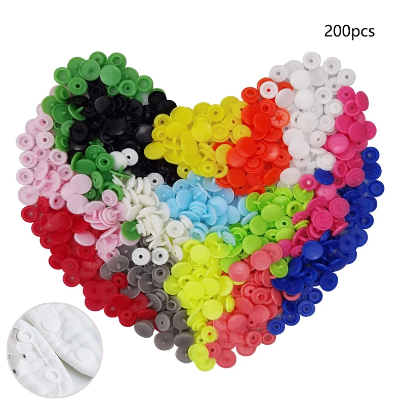 

200 Sets T3 Resin Snap Buttons Plastic Snaps Clothing Clip Garment Accessories Press Stud Fasteners