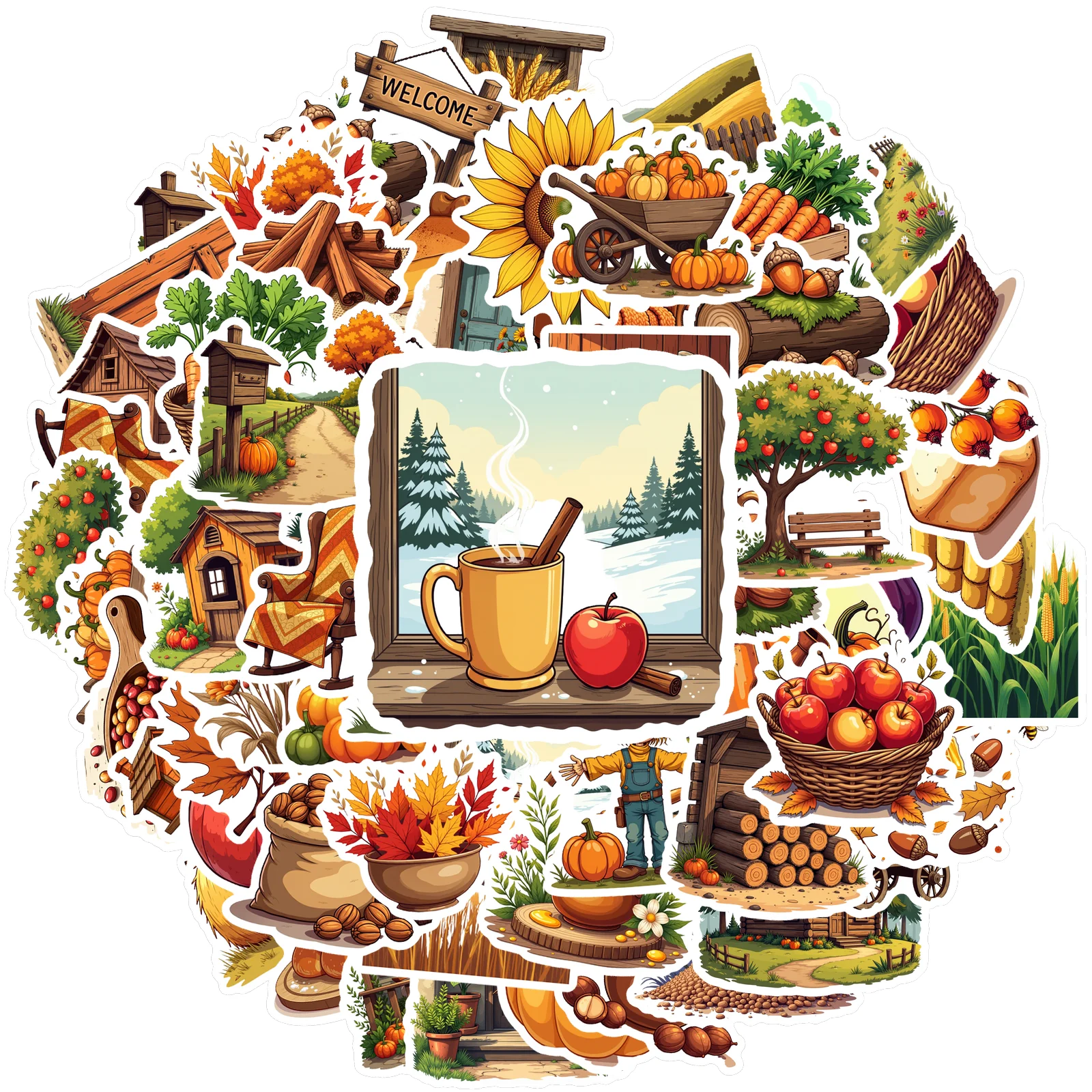 

Водонепроницаемая осенняя наклейка с урожаем