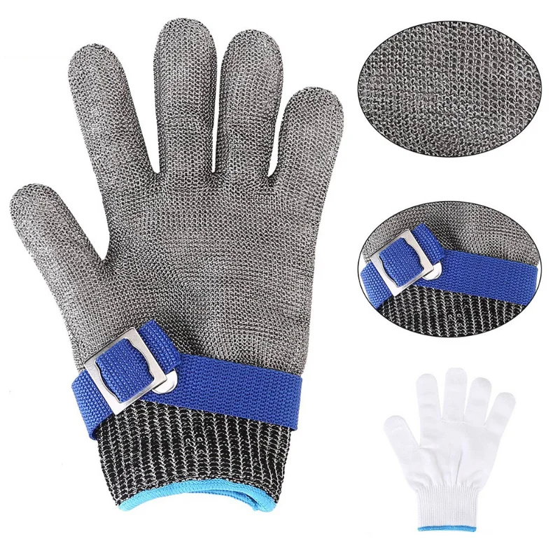 Stainless Steel Grade 5-9 Anti-cut Wear-resistant Slaughter Gardening Hand Protection Labor Insurance Steel Wire Gloves 1pcs