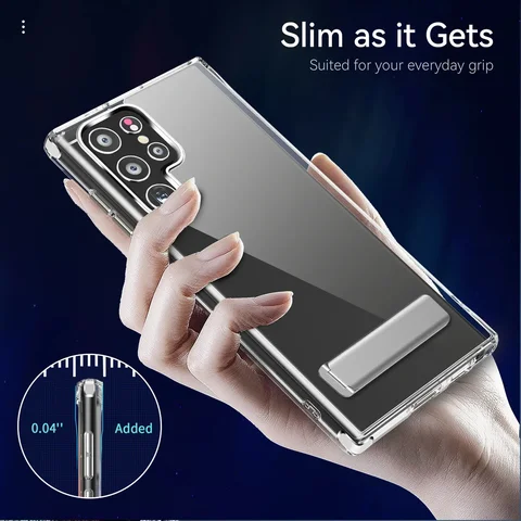 Прозрачный чехол UYUXIO с подставкой для мобильного телефона Samsung Galaxy S25 Ultra Plus S24 S23 FE S22, чехлы-подставки, задняя крышка с держателем