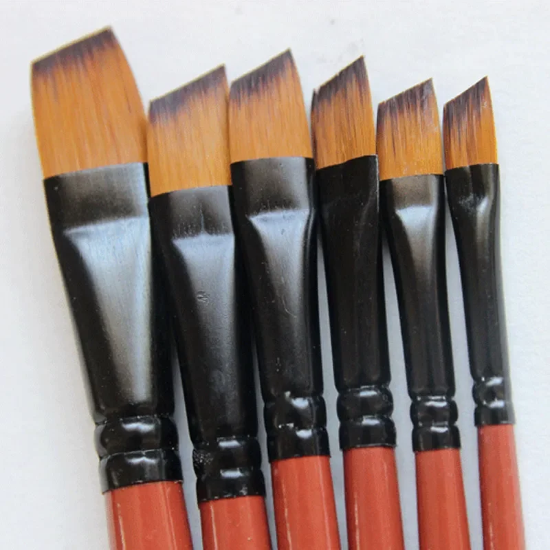 

Model Paint Nylon Hair Acrylic Oil Watercolour Drawing Art Supplies Brown 6 Pcs Painting Craft Artist Paint Brushes Set