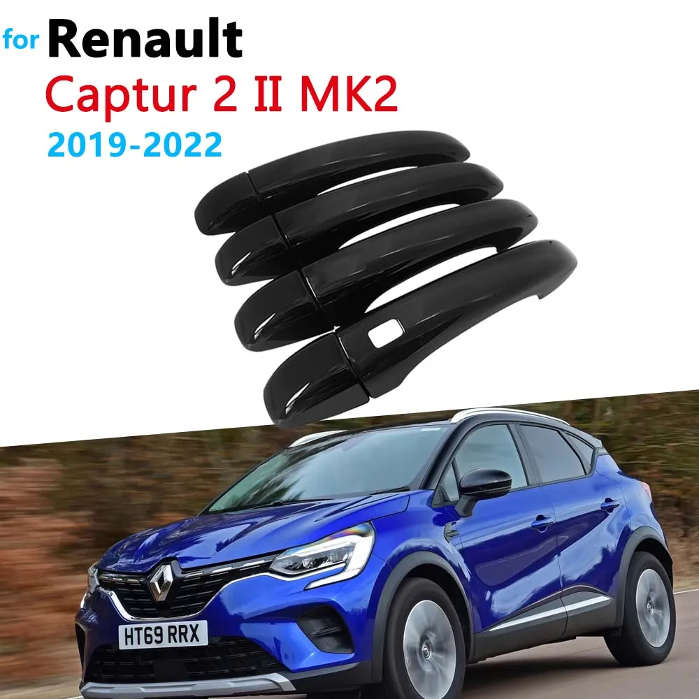 

Gloss Black Door Handle Cover for Renault Captur 2 II MK2 XJB HJB HJE 2019 2020 2021 2022 2023 Car Exterior Accessories Stickers