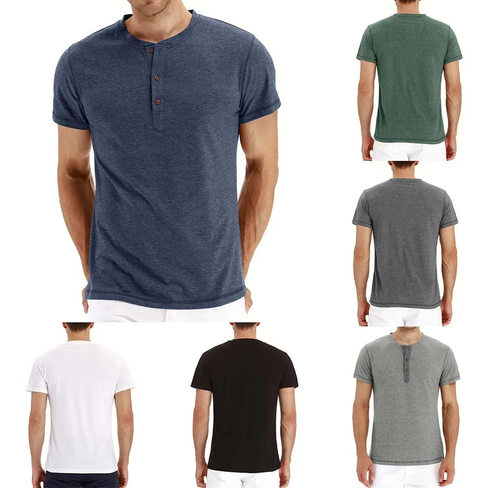 

Мужская теплая рубашка Henley с коротким рукавом вафельная Повседневная футболка на пуговицах модные однотонные Топы