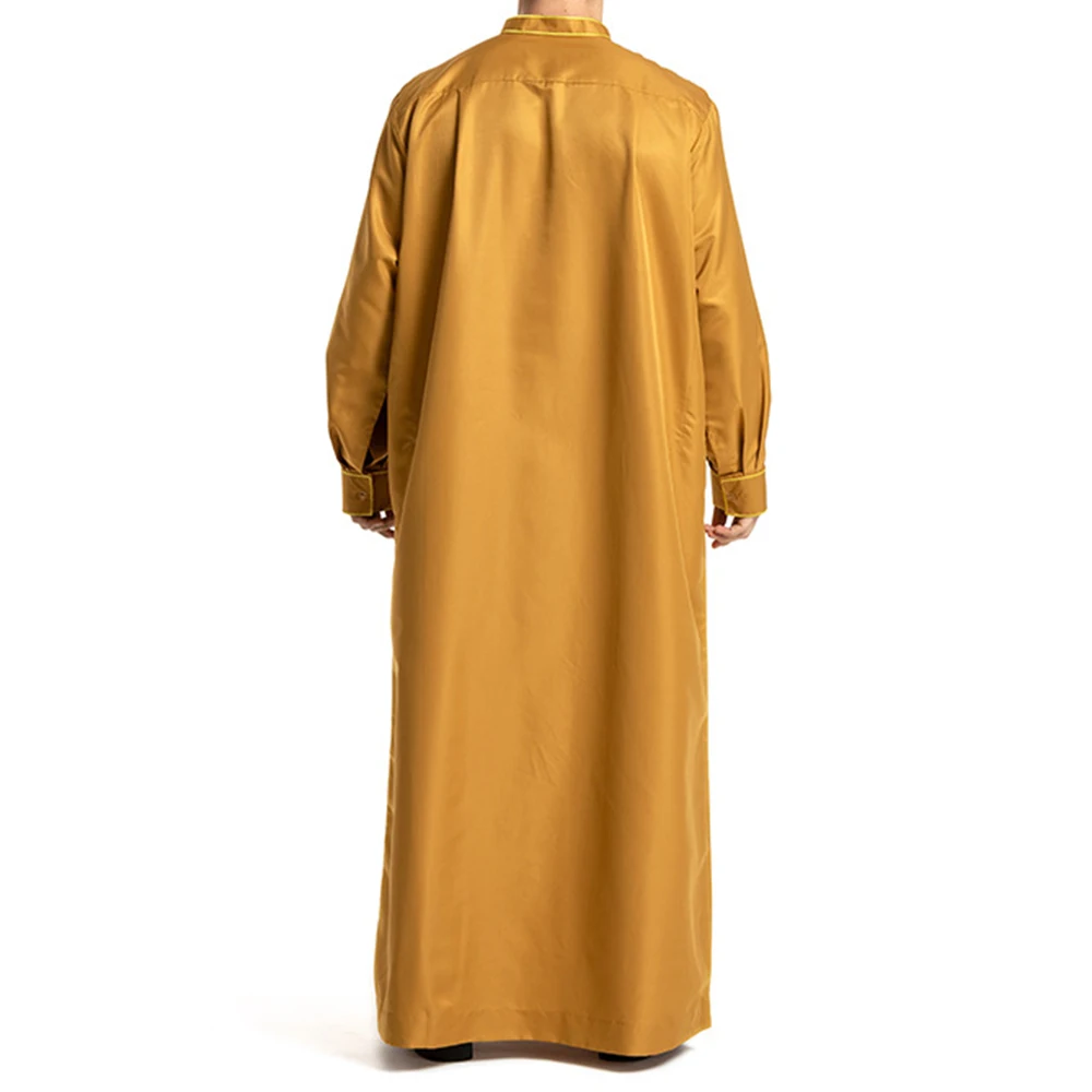 Middle East Ethnic Costumes Muslim Robe Male Aristocrat Luxury Arabic Islamic Embroidery Prayer Dress Robe Worship Service