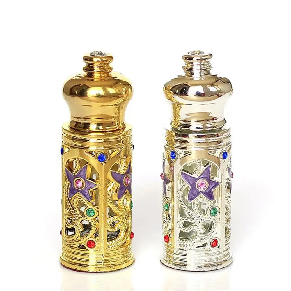 3ml garrafa de perfume de metal vintage estilo árabe óleos essenciais conta-gotas garrafa recipiente médio oriente weeding decoração presente