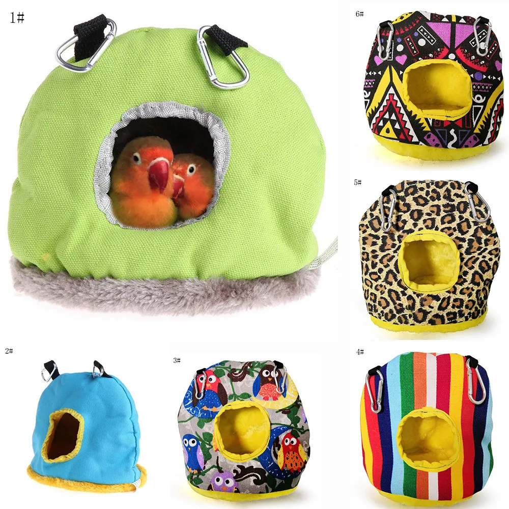 Cartoon Pet Parrot Cotton House Hammock Hut Tent Hanging Cave For Sleeping Hatching Bird Bed Pet Products