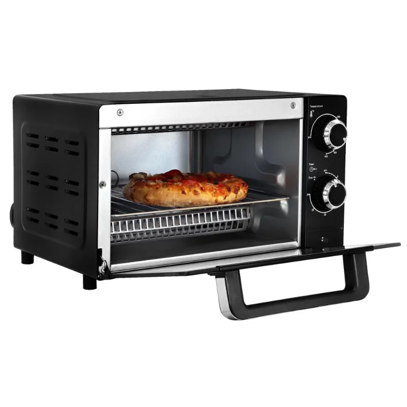 

4 Slice Countertop Toaster Oven with Convection 1000W Stainless Steel Baking Rack and Pan, Black