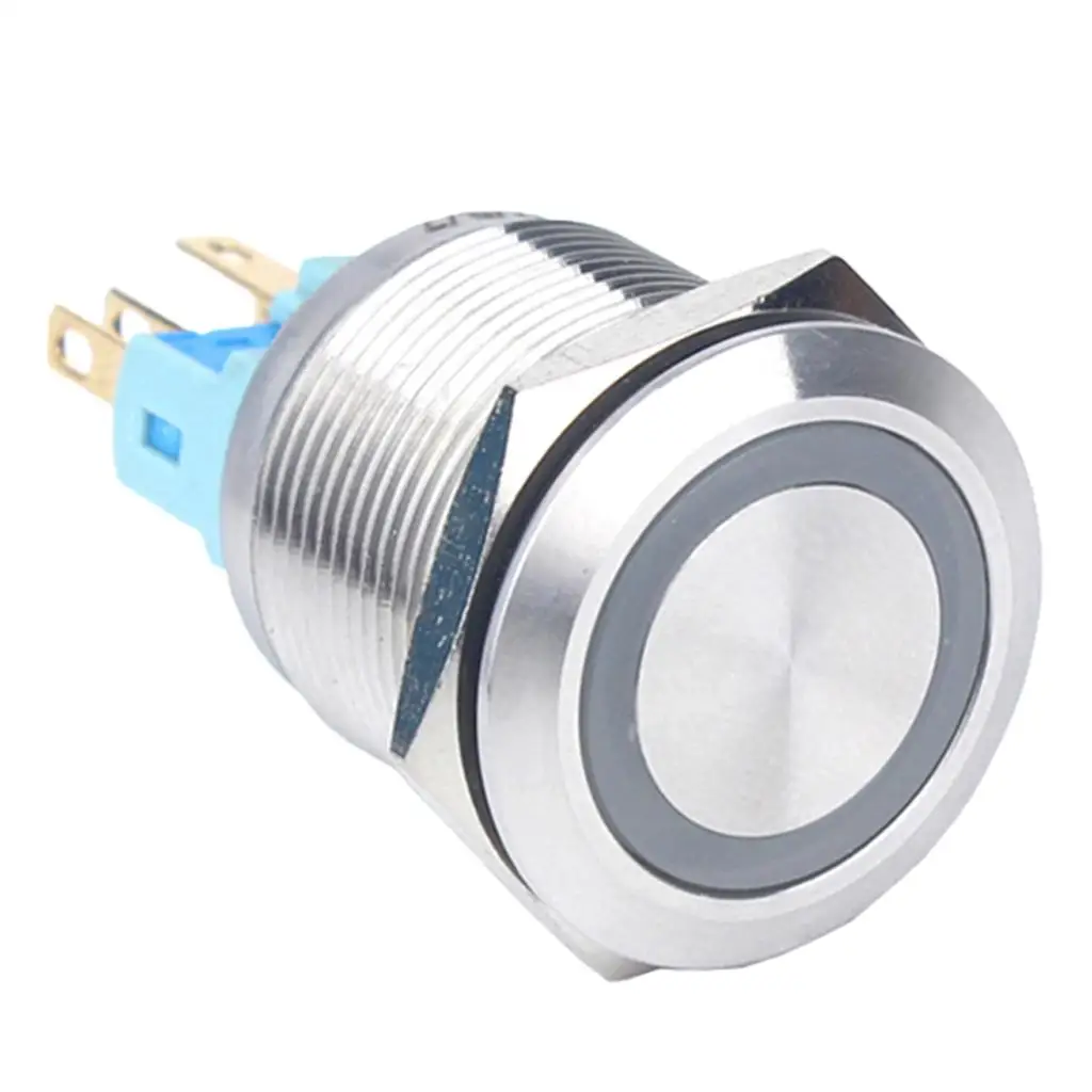 

Push Button Switch Ring LED Light Latching Waterproof 22mm 12V