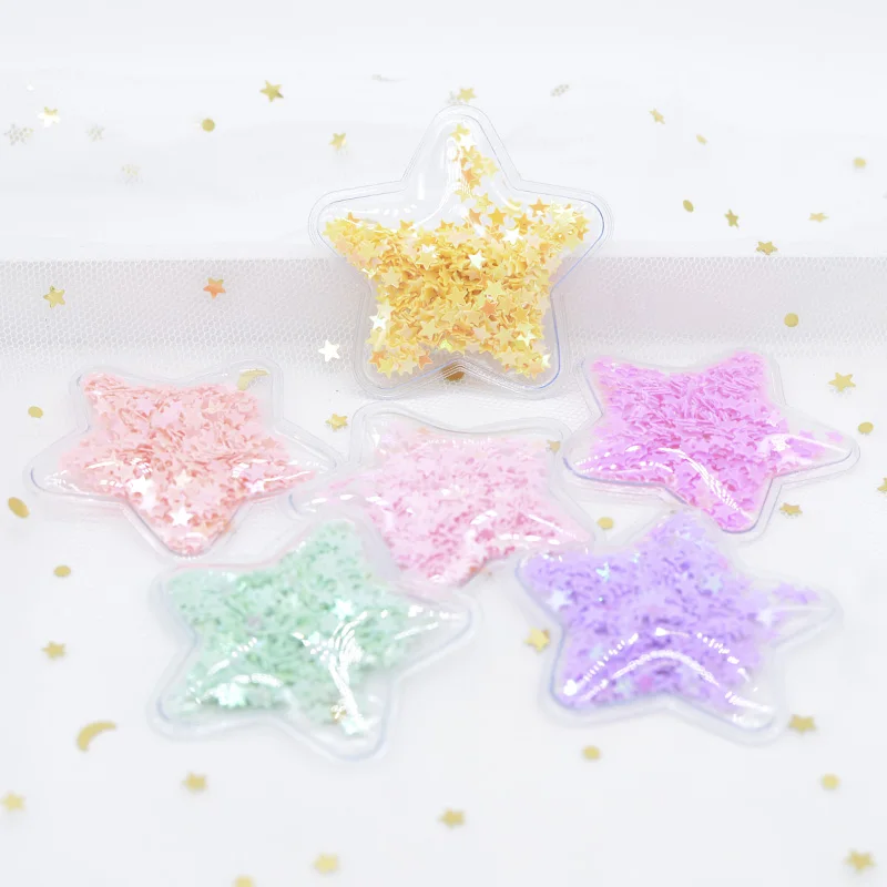 

12Pcs 50mm Filling Shinng Sequins Appliques Star Patches for Clothing Crafts Cake Topper Decor DIY Hair Clips Bow Ornament