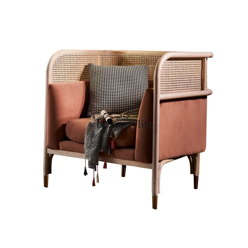 Мастер из ротанга Диван массива дерева Гостиная Простой двойной повседневный