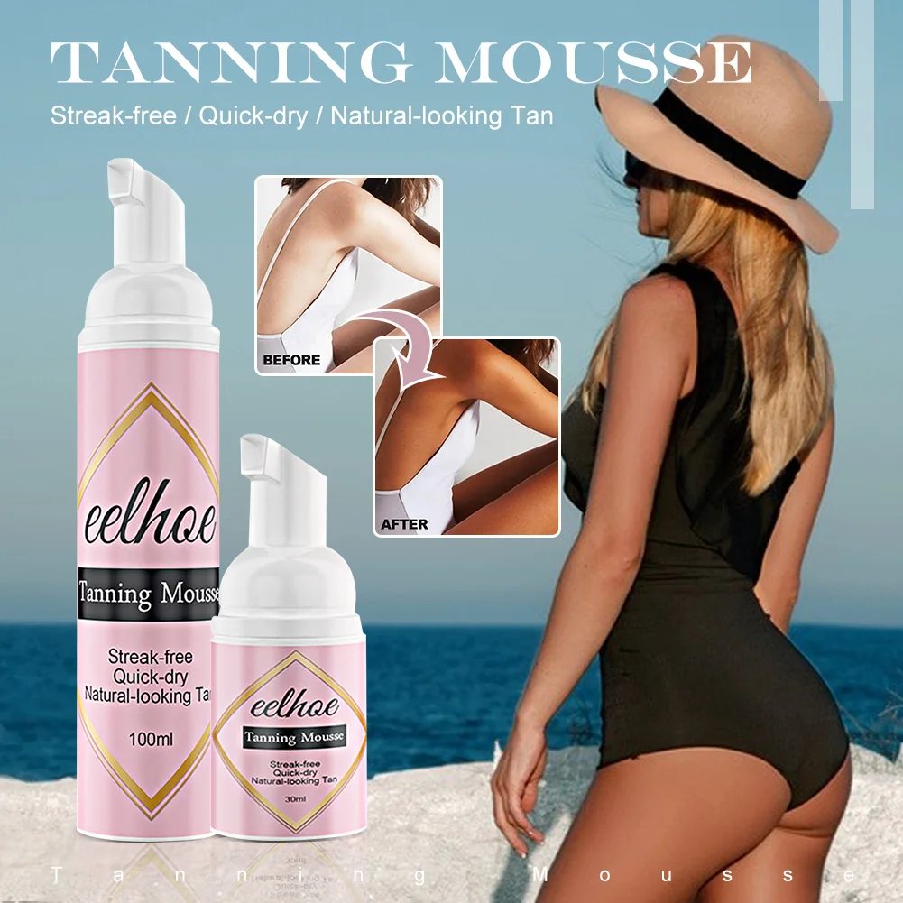 

30/100ml Self Tanning Mousse Fast Body Face Self Tanner Quick Drying Fake Bronzer Nourishing Tan Mousse Makeup