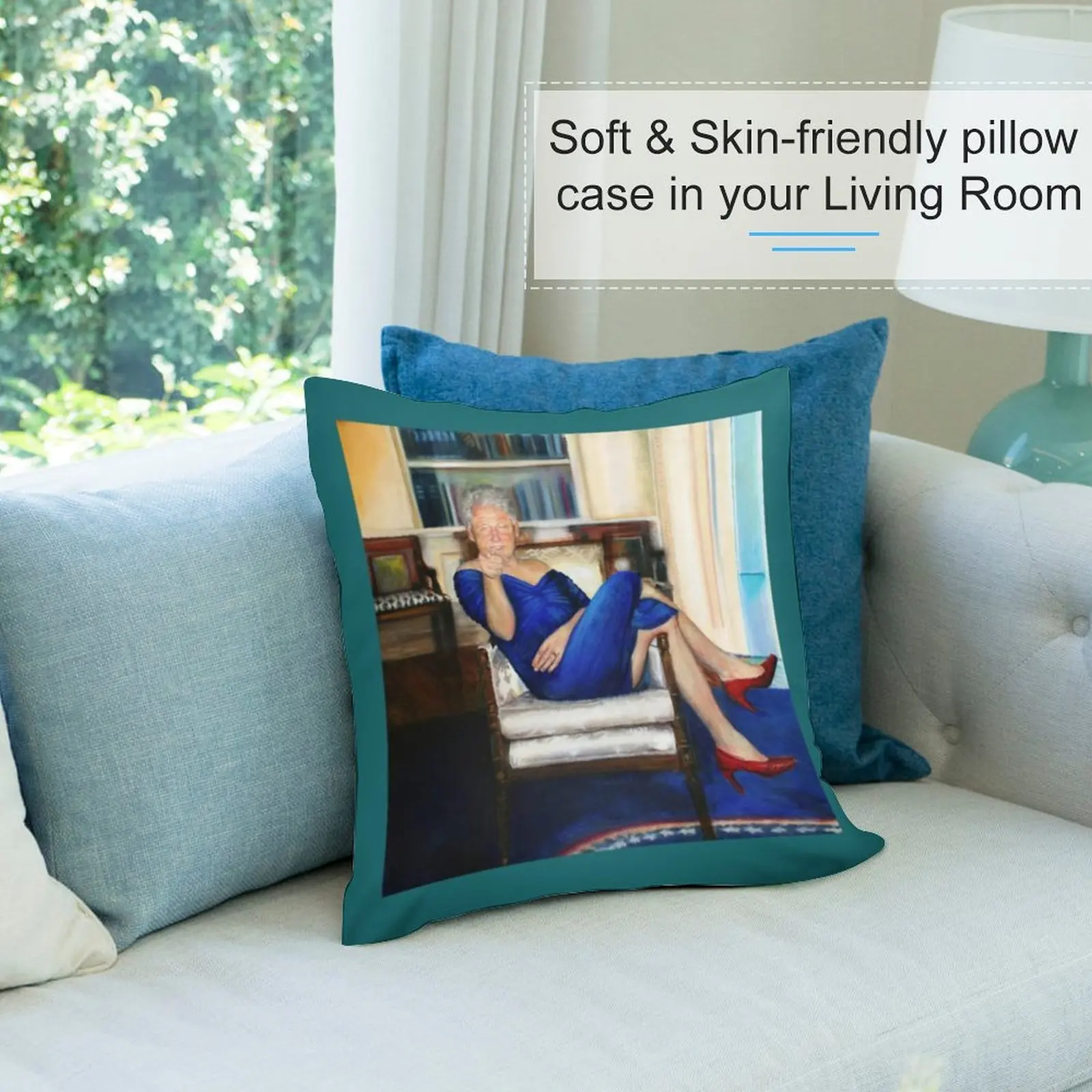 Parsing Билл-Билл Клинтон в синем платье-Джеффри Эпштейн Декоративная Подушка