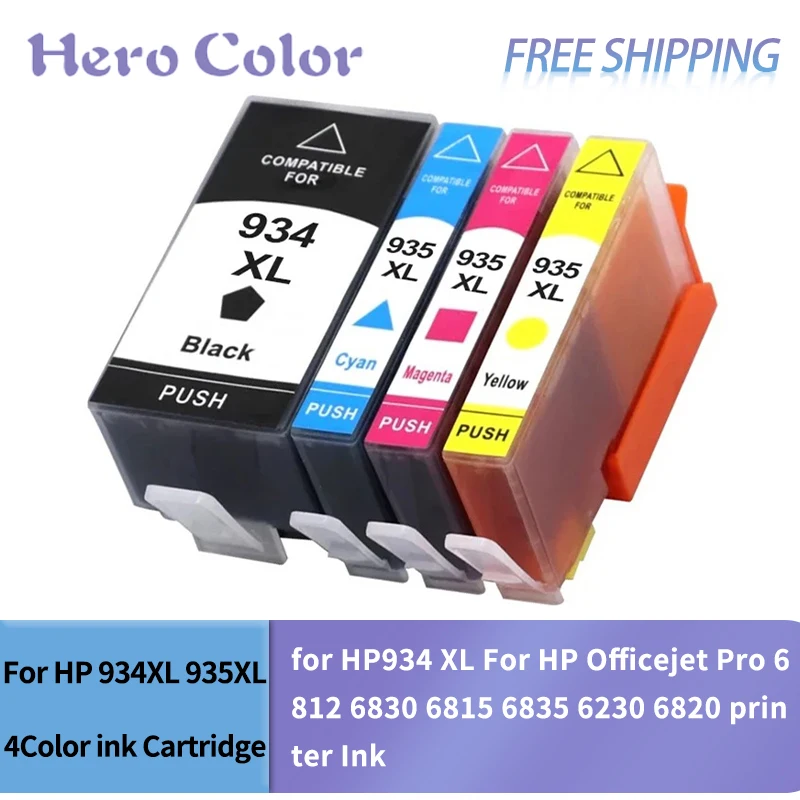 4 цвета для HP 934XL 935XL картриджи 934 935 hp934 XL Officejet Pro 6812 6830 6815 6835 6230 6820 чернила принтера