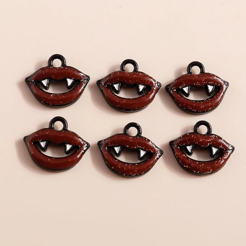 

10 шт., подвески «зубы» с мультяшной эмалью в виде вампира на Хэллоуин для изготовления висячих сережек, подвесок, ожерелий, браслетов «сдела...