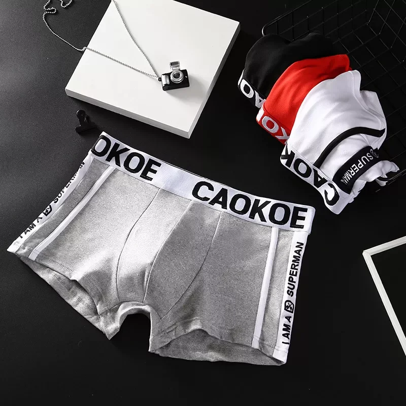 Pieces Men Underwear Print Underpants Solid Boxer Briefs Sexy Panties Breathable Flexible Shorts Homme Undies Male Knickers