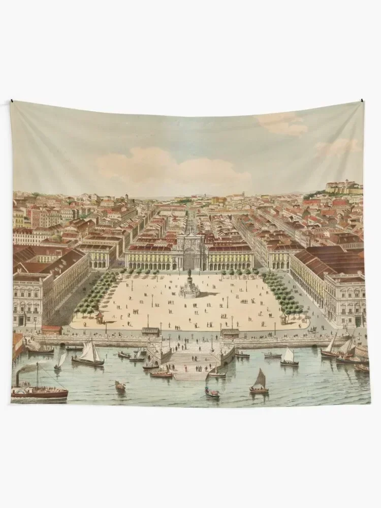 Винтажный гобелен с картой Лиссабона Португалия (1860) украшение для спальни