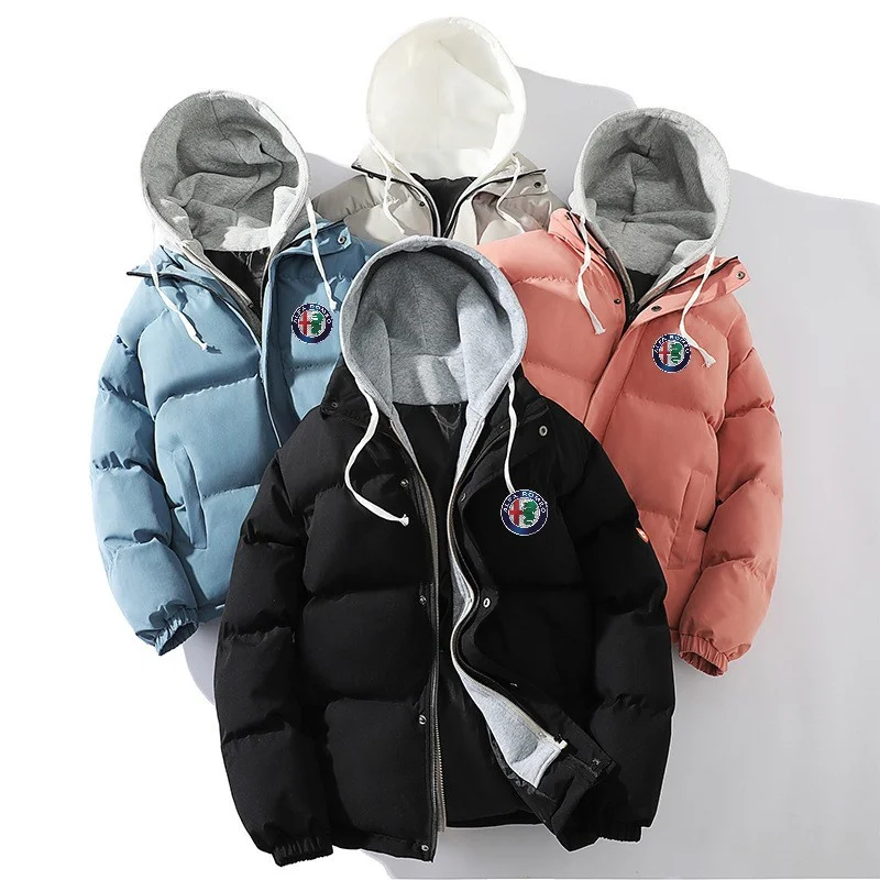 Alfa Romeo Autumn and Winter  Men's Trench Coat Casual Outdoor Fashion Warm Zipper Bomber Jacket Clothing Cotton-padded Jacket