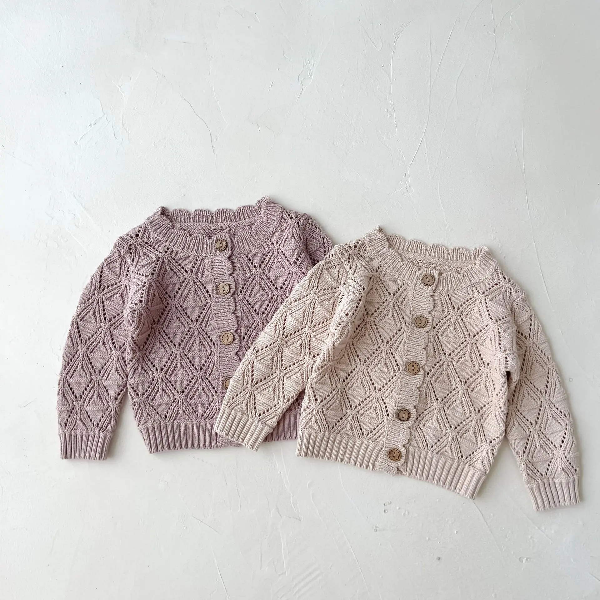 

RiniKinda Autumn Baby Girl Hollow Knitted Sweater Cardigans Toddler Newborn Long Sleeves Jackets Children Knitted Coat Tops