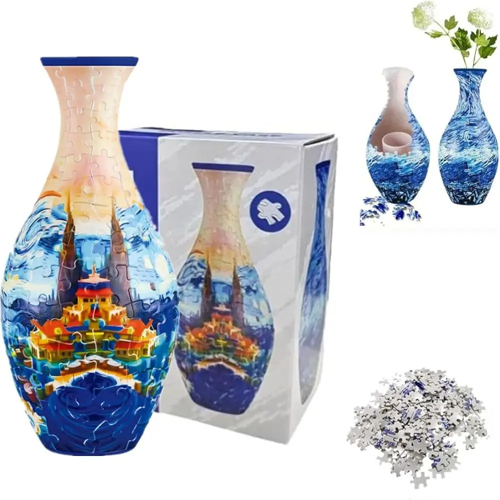 Фото Изогнутая пластиковая 3D-головоломка-ваза для цветов, 160 деталей, для самостоятельной сборки, для цветочных композиций, 3D-арт-ваза, подарок на новоселье №4
