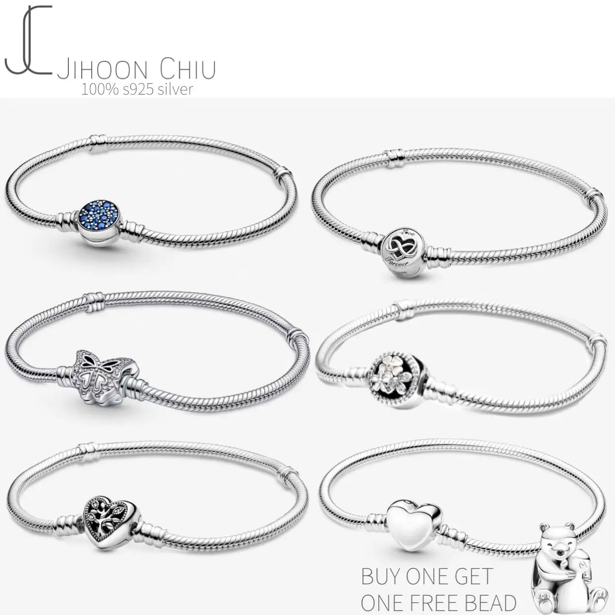 

Hot Sale 100% 925 sterling silver bracelet for Women fit original Pan Charm chain Snake bracelet crown style classic DIY jewelry