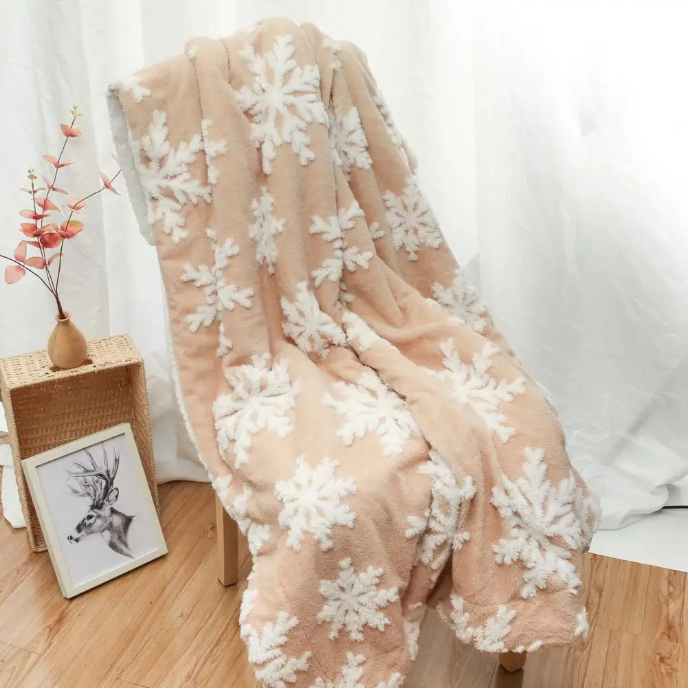 

Рождественское Покрывало мягкое рождественское одеяло с принтом в виде пушистых снежинок, утолщенное Двухслойное диванное зимнее одеяло д...