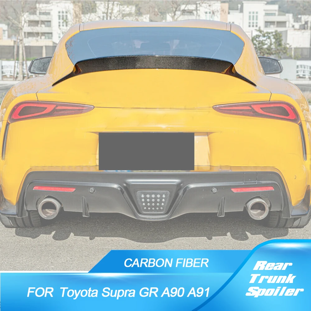 Фото Автомобильный задний спойлер, губа крыла багажника для Toyota Supra GR A90 A91 Coupe 2019-2022, задний спойлер багажника, крыло багажника, задний багажник, сухой УГЛЕРОДНЫЙ №1