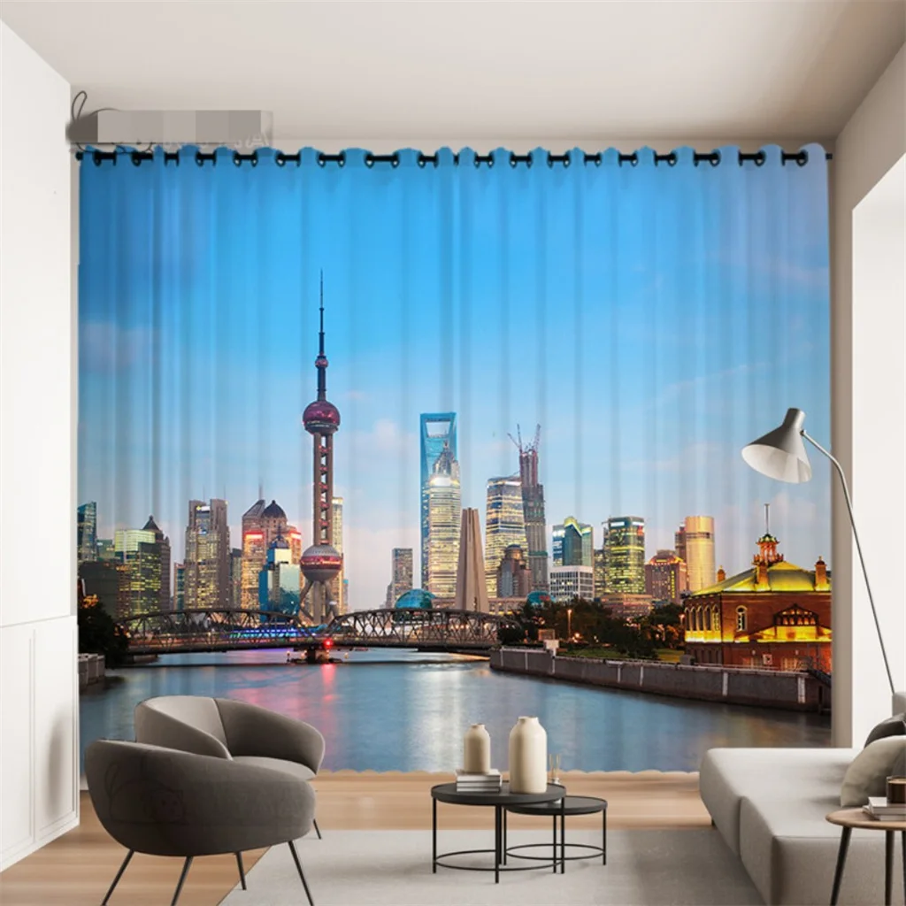 Snow Mountain Lake Nature Landscape Print Curtains Scenic Window Drapes 2 Panels Living Room Bedroom