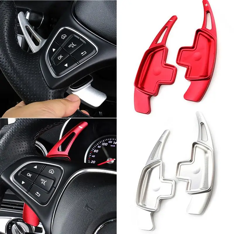 

2pcs Aluminum Alloy Car Steering Wheel Shift Paddle Shifter Extended For Mercedes A Class B Class C Class CLA Metris S